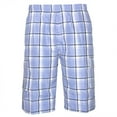 thumbnail image 1 of Mens Plaid Cargo Shorts Multiple Pockets Drawstring Lose Fit Blue White S, 1 of 11
