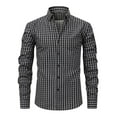 thumbnail image 1 of Mens Plaid Dress Shirts Casual Slim Fit Long Sleeve Button Down Gingham Daily Shirt Regular Fit Lapel Work Shirts Black L, 1 of 3