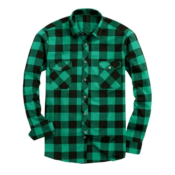 Mens Plaid Flannel Shirts Long Sleeve Button Down Regular Fit Casual Shirt Checkered Buffalo Shirt for Fall Winter