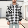 thumbnail image 1 of Mens Plaid Hooded Shirt Button Down Long Sleeve Flannel Hooded Shackets with Pocket Casual Drawstring Hoodie Jacket (XL, White), 1 of 7