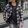 thumbnail image 1 of Mens Plaid Hoodies Winter Zip Up Jacket Sherpa Lined Warm Flannel Jacket Coat Big and tall men's winter flannel shirt with hood,Grey S, 1 of 5