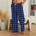 thumbnail image 1 of Mens Plaid Pajama Pants Bottoms for Sleeping and Lounge Wear Blue M, 1 of 3