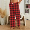 thumbnail image 1 of Mens Plaid Pajama Pants Bottoms for Sleeping and Lounge Wear Red S, 1 of 3