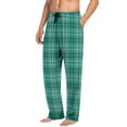 thumbnail image 1 of Mens Plaid Pajama Pants Lightweight Lounge Loose Sleepwear Elastic Waist Drawstring Soft Loungewear Pant with Pockets Mint Green XXL, 1 of 6