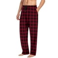 thumbnail image 1 of Mens Plaid Pajama Pants Lightweight Lounge Loose Sleepwear Elastic Waist Drawstring Soft Loungewear Pant with Pockets Red XXXL, 1 of 6