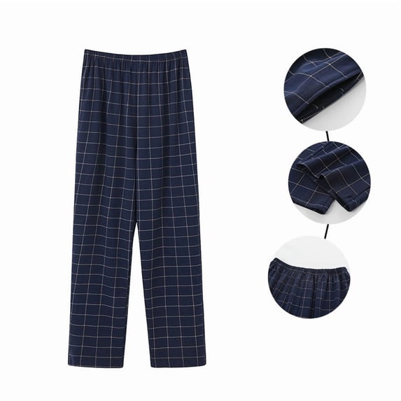 Mens Plaid Pajama Pants, Quick Dry Lightweight Sleep Pants for Men Size 5XL Navy
