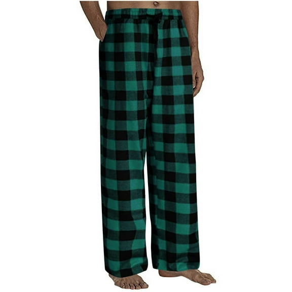 Mens Plaid Pajama Pants Warm Lounge PJ Bottoms Soft Cozy Cotton Sleepwear Pant with Pockets