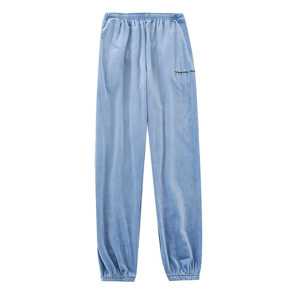 Mens Plaid Pajama Pants Winter Thermal Flannel Sleep Pants Elastic Lined Lounge Pants Cold Weather Cozy Soft Elastic Waist Homewear Blue L