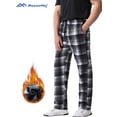 thumbnail image 1 of MANSENHUG Mens Plaid Pants Flannel Keep warm Double-faced pile Trousers Double-pocket storage Pajama Pants, 1 of 8