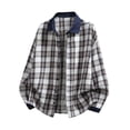thumbnail image 1 of Mens Plaid Patchwork Long Sleeve Shirt Jacket Casual Flannel Button Down Top Clothes, 1 of 4