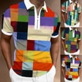 thumbnail image 1 of Mens Plaid Polo Shirt Short Sleeve Breathable T Shirt Zip Placket Casual Summer Top White XXL, 1 of 6