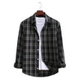 thumbnail image 1 of Mens Plaid Shirt Long Sleeve Casual Fashion Collar Regular Fit Plaid Shirt Lightweight Versatile Spring Flannel Classic Basic Blouse With Pocket Black M, 1 of 4