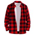 thumbnail image 1 of Mens Plaid Shirt Slim Fit Long Sleeve Shirt Button Turn Down Collar Casual Youth Style Shirt Watermelon Red XXL, 1 of 8