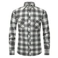 thumbnail image 1 of Mens Plaid Shirt Slim Fit Pocket Shirt Long Sleeve Button Turn Down Collar Casual Spring Shirt White M, 1 of 6