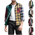 thumbnail image 1 of Mens Plaid Shirts Jacket Contrast Classic Ancients Long Sleeves Turn-Down Collar Plaid Flannel Coat, 1 of 4