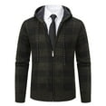 thumbnail image 1 of Mens Plaid Shirts Jacket Solid Color Zipper Pockets Long Sleeve Hooded Plaid Flannel Coat, 1 of 5