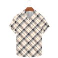 thumbnail image 1 of Mens Plaid Shirts Summer Loose Tshirt Tops Short Sleeve Blouse Button Doen Outfits Lapel Collar Clothings Trendy Loose Blouses, 1 of 4