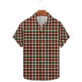 thumbnail image 1 of Mens Plaid Shirts Summer Loose Tshirt Tops Short Sleeve Blouse Button Doen Outfits Lapel Collar Clothings Trendy Loose Blouses, 1 of 4