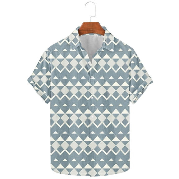 Mens Plaid Shirts Summer Loose Tshirt Tops Short Sleeve Blouse Button Doen Outfits Lapel Collar Clothings Trendy Loose Blouses