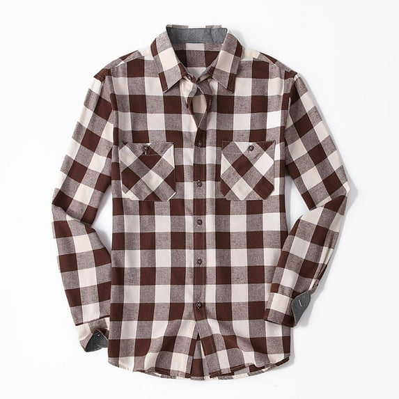 Mens Plaid Shirts with Pockets and Collar Button-Down T Shirt Casual Long Sleeve Slim Fit Basic Comfort Going Out Work Tops Tshirts Back to School