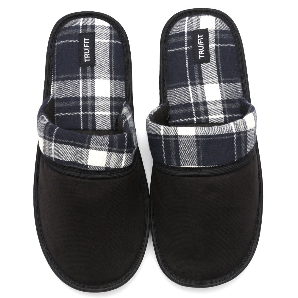 Mens Plaid Slippers Slip On Fleece Lined Indoor Micro Suede  display picture 3