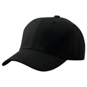Mens Plain Baseball Cap Adjustable Curved Visor Hat - Black