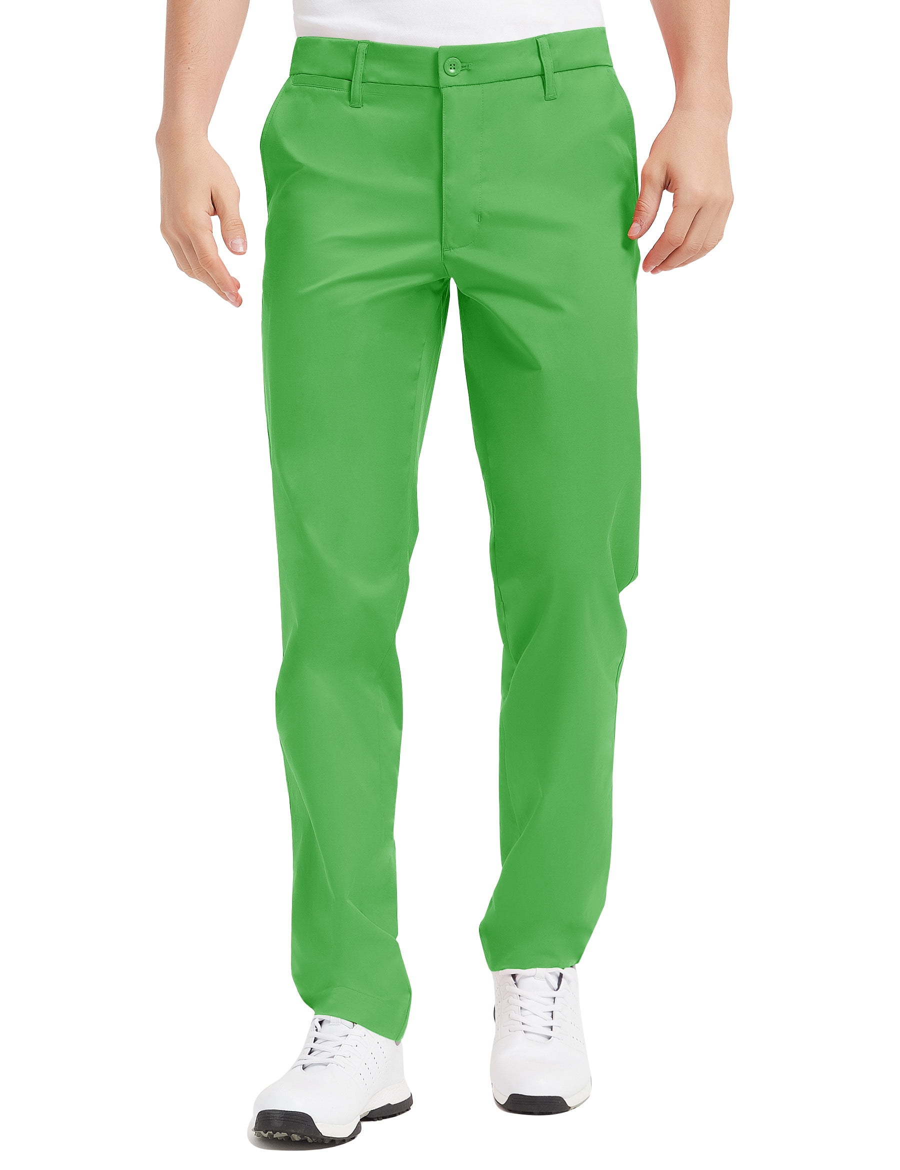 Mens Plain Front Golf Pants Classic Tapered Relaxed Fit 