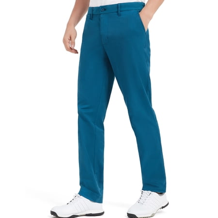 Mens Plain Front Golf Pants Classic Tapered Relaxed Fit Lightweight Breathable