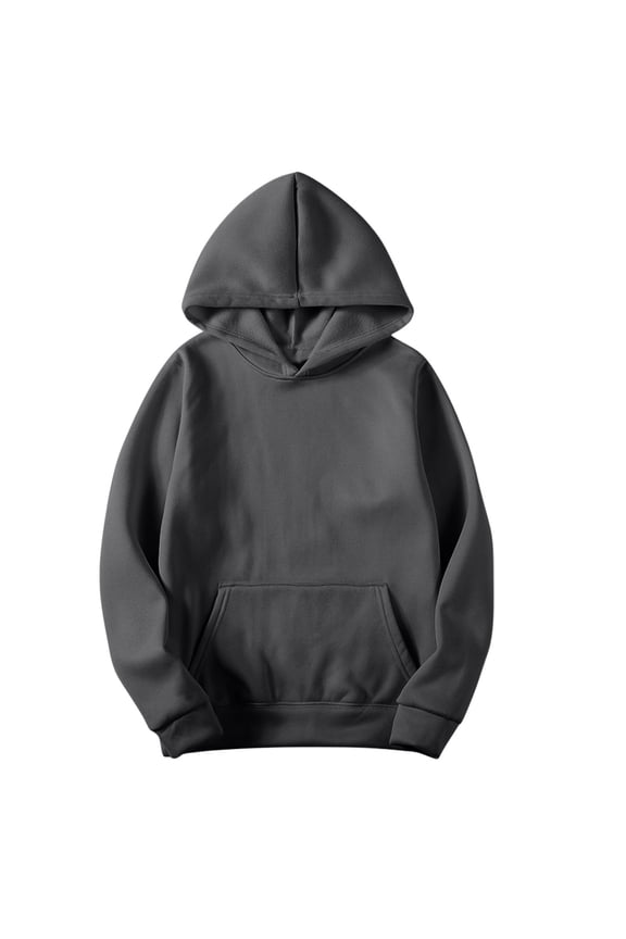 Mens Plain Hoodie Pullover Long Sleeve Casual Front Pocket Hooded Sweatshirts Solid Color Fall Winter Tops (M, Gray)