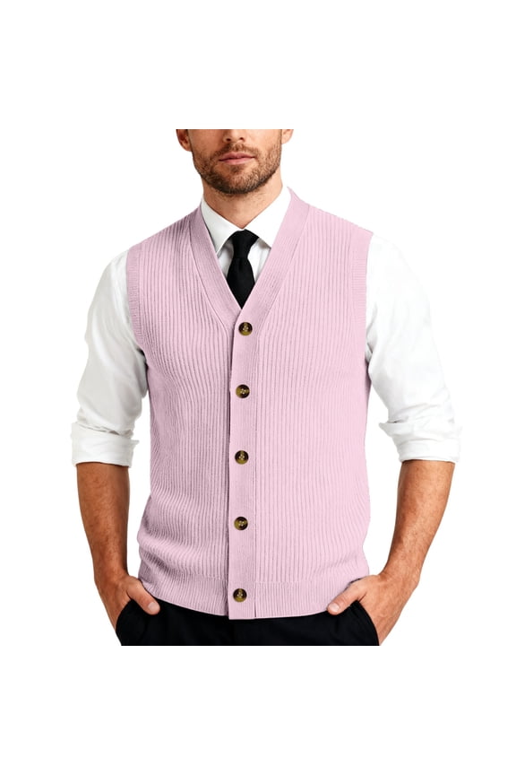 Mens Plain Sweater Vests V Neck Sleeveless Cardigan Vest Knitwear