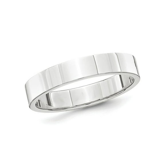 Gem & Harmony Mens Platinum 4mm Flat Wedding Band Ring for Men
