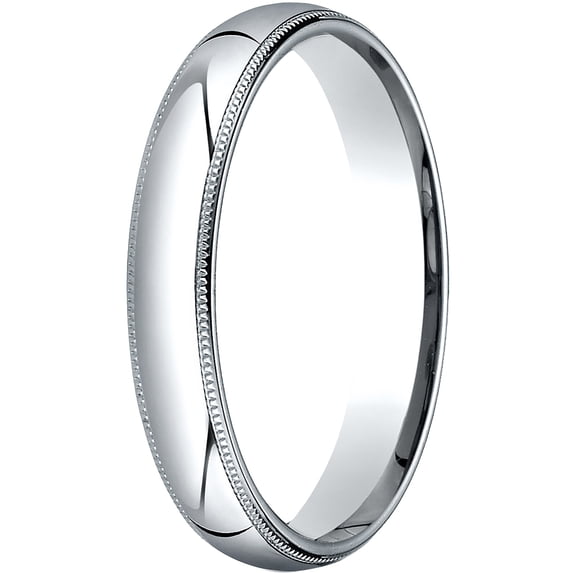 Mens Platinum, 4mm Slim Profile Comfort-Fit Wedding Band with Milgrain (sz 12.5)