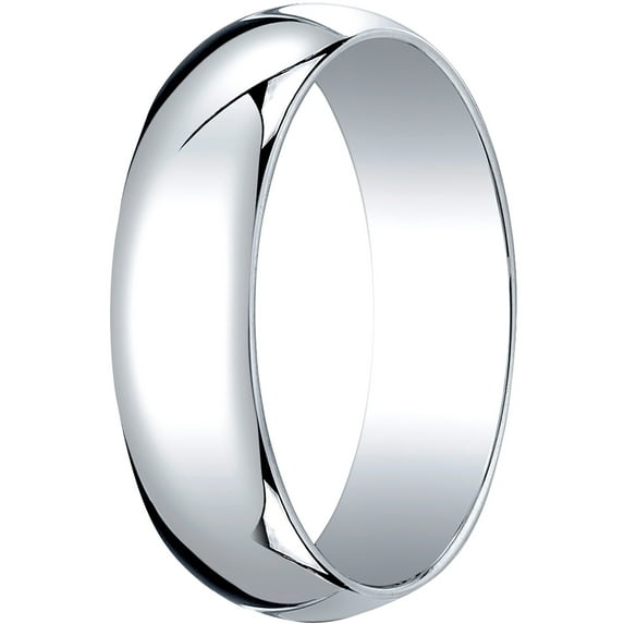 Mens Platinum, 6.0mm Traditional Dome Oval Wedding Band (sz 5)