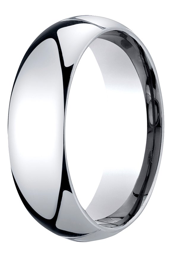 Mens Platinum, 7mm Slim Profile Comfort-Fit Wedding Band (sz 4)