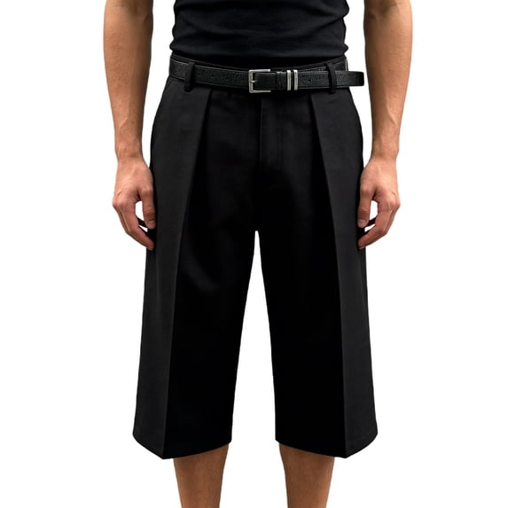 Mens Pleated Shorts Flat Front Wide Leg Loose Fit Baggy Dress Elastic Waist Business Shorts