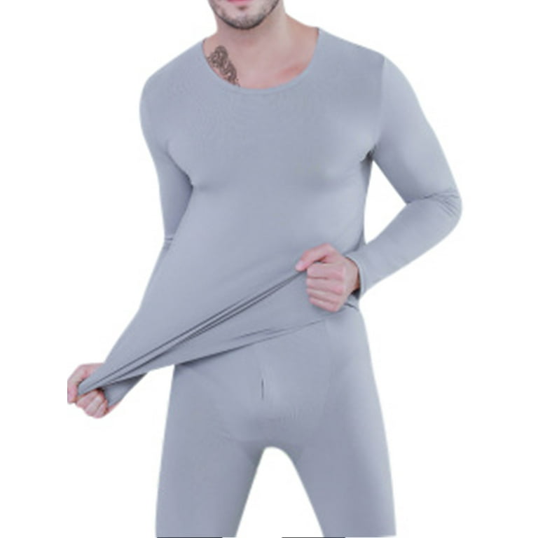 Mens Long Underwear Set Fleece Lined Thermal Long Johns Bottom and Top 2PC  Set