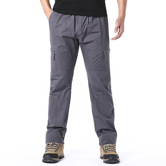 Mens Plus Size Cargo Pants Cotton Trendy Elastic Waist Straight Leg Pants Casual Workout Dark Gray 2XL