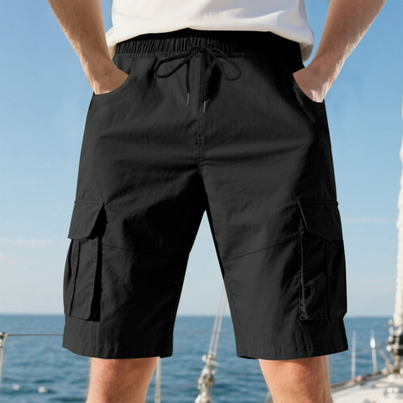 Mens Plus Size Cargo Shorts Lightweight Elastic Waist Quick Dry Shorts with Pockets for Big and Tall for Outdoor Hiking Beach Gym Shorts