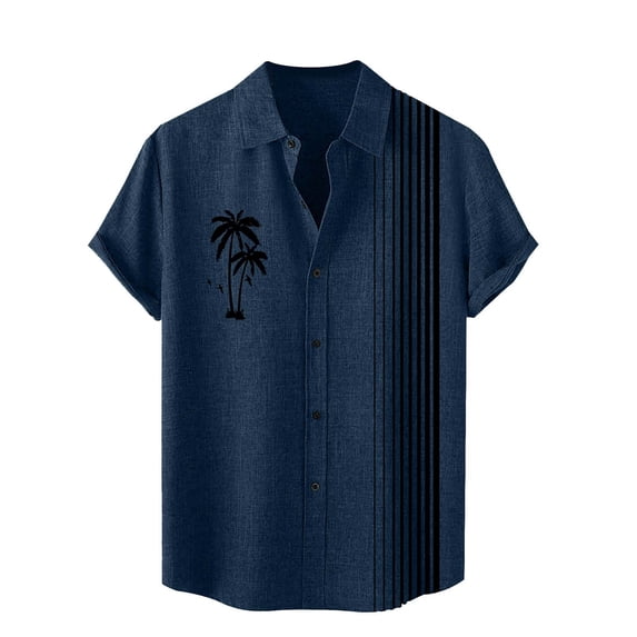 Mens Plus Size Casual Slim Fit Fashion 3D Printed Short Sleeve Button Down Shirt Tops XXXL