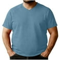 thumbnail image 1 of Mens Plus Size Casual T Shirt V Neck Short Sleeve Solid Color Basic Tee for Big & Tall Summer Comfy Everyday Tops Size S-2XL, 1 of 7