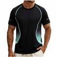 thumbnail image 1 of Mens Plus Size Cooling Short Sleeve&nbsp;Shirts Color Block Quick-Dry Crewneck Fitted Tees Lightweight Breathable Athletic T-Shirts, 1 of 6