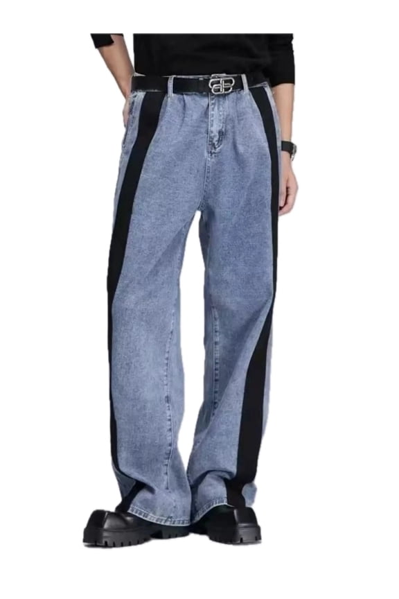 Mens Plus Size Denim Vest and Pants Set Two Piece with Pockets Zipper Closure Durable Everyday Outfit For Casual Wear