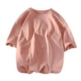 thumbnail image 1 of Mens Plus Size Fashion T-Shirts Summer Crewneck Short Sleeves Oversized Shirts Solid Loose Casual Tees Pullover Pink XXXL, 1 of 7