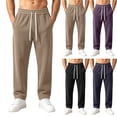 thumbnail image 1 of Mens Plus Size Fleece Sweatpants Loose Straight Leg Warm Pants Winter Lounge Khaki 5XL, 1 of 6