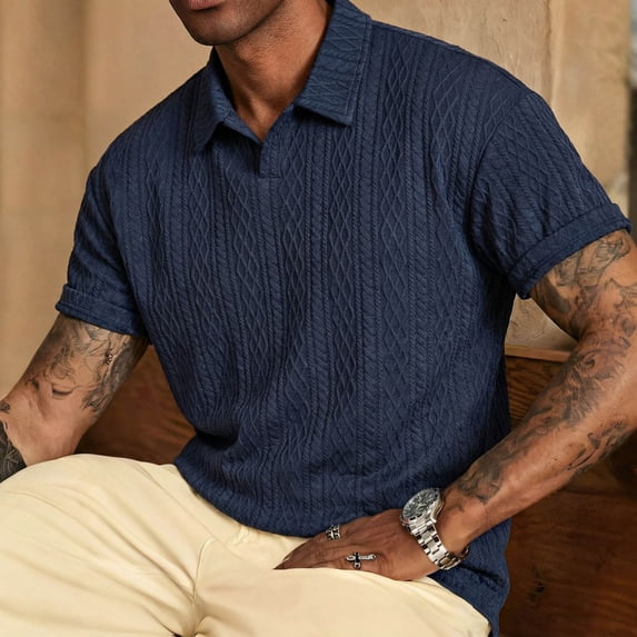 Mens Plus Size Golf Shirts M-4X Plus Size Short Sleeve T-Shirts for Men Button Collared Textured Dressy Casual Tees Tops