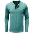 thumbnail image 1 of Mens Plus Size Henley Shirt, Long Sleeve Shirts for Men Fall Dressy Casual Vintage Solid Color Button Up T-Shirts with Pockets S-3XL, 1 of 4
