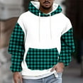 thumbnail image 1 of Mens Plus Size Hoodies Big & Tall M-4X Pullover Fleece Lined Sweatshirts with Front Pocket Trendy Long Sleeve Plaid Printed Hoodie & Sweatshirt, 1 of 5