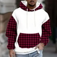 thumbnail image 1 of Mens Plus Size Hoodies Big & Tall M-4X Pullover Fleece Lined Sweatshirts with Front Pocket Trendy Long Sleeve Plaid Printed Hoodie & Sweatshirt, 1 of 5