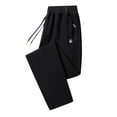 thumbnail image 1 of Mens Plus Size Pants Casual Elastic Waist Wide Leg Track Pants Workout Athletic Sweatpants with Pockets, Black, M, 1 of 5