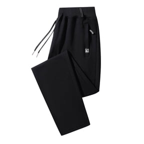 Mens Plus Size Pants Casual Elastic Waist Wide Leg Track Pants Workout Athletic Sweatpants with Pockets, Black, M